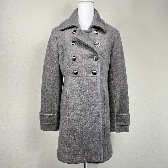 Kenneth Cole Women’s Wool Blend Double Breasted Coat Gray Size 8 Thigh Length - Picture 4 of 14
